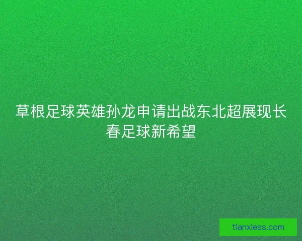 草根足球英雄孙龙申请出战东北超展现长春足球新希望